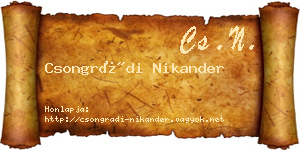Csongrádi Nikander névjegykártya